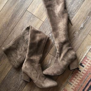 Over the knee suede boots